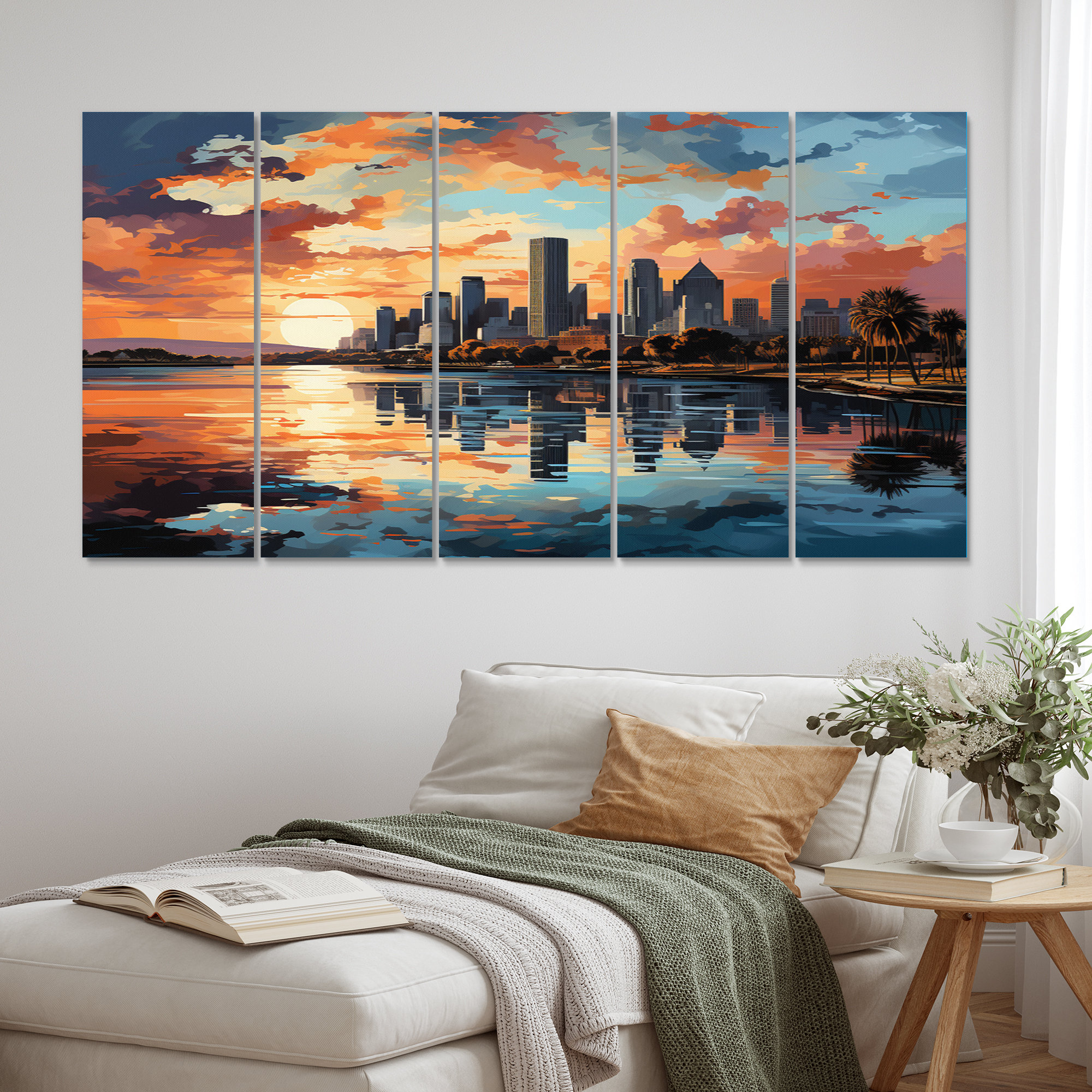 Highland Dunes " San Diego City At Cloudy Dawn " 5 Pieces Wayfair